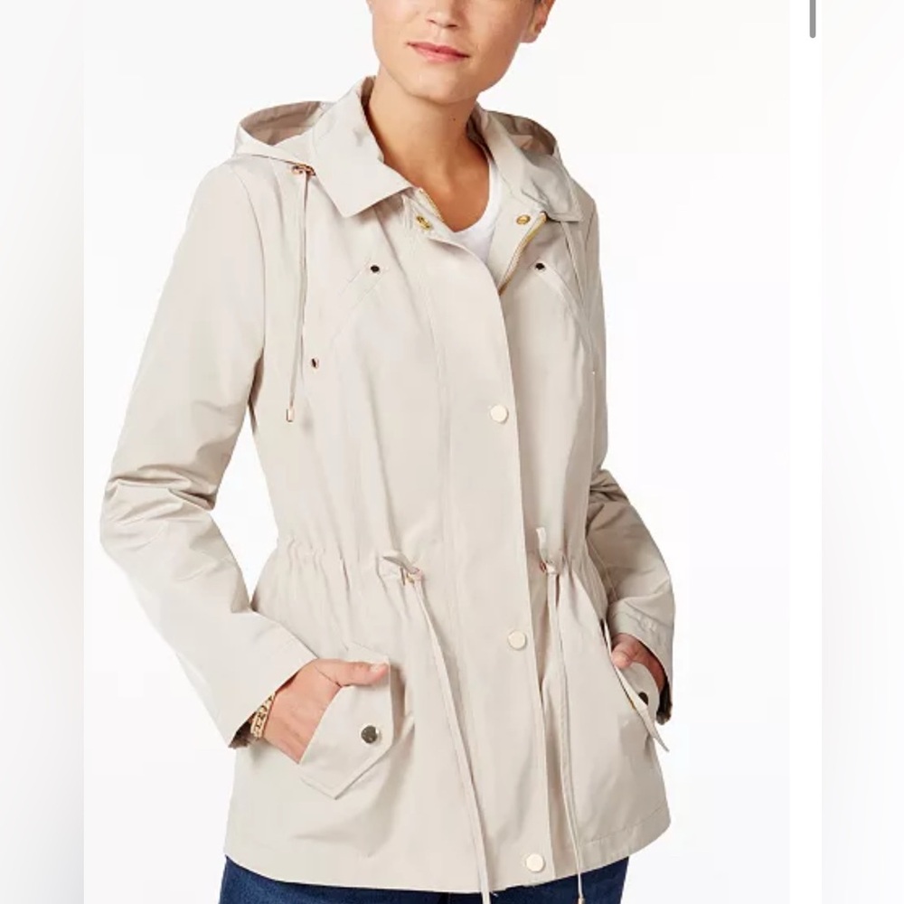 Charter Club  Water-Resistant Hooded Anorak Jacket/ cream& gold/ Size XXL